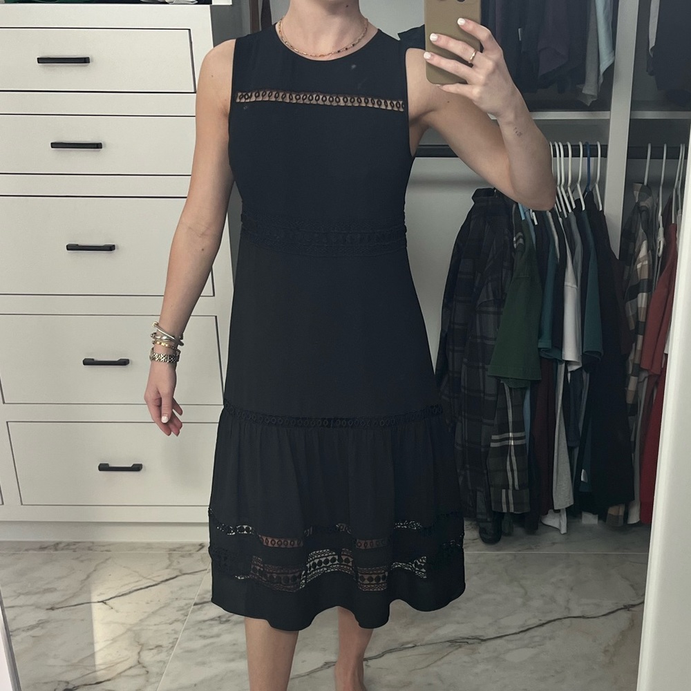 Ann Taylor black embroidered dress